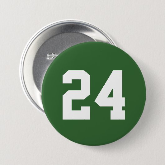緑と白のアスリートジャージー番号 缶バッジ (正面&裏面)