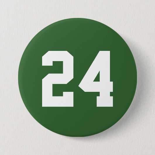 緑と白のアスリートジャージー番号 缶バッジ (正面)