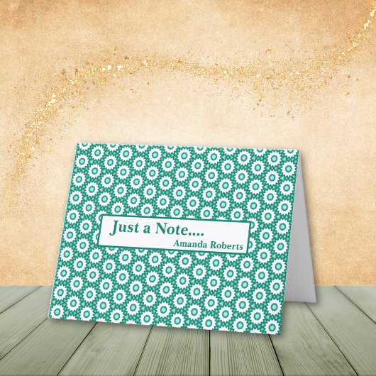 緑と白のアブストラクト・ホイール・パターン・メモカード サンキューカード