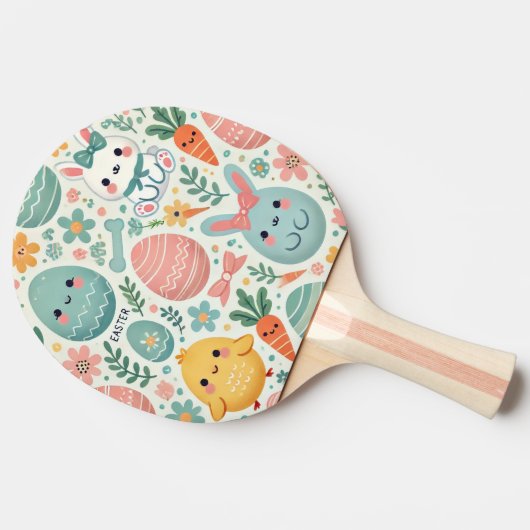 緑と白のイースターストライプ卵 卓球ラケット (横)