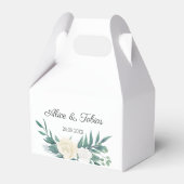 緑と白のエレガントフローラ結婚 フェイバーボックス (正面サイド)