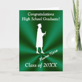 緑と白のカスタマイズ可能な卒業カード カード (正面)