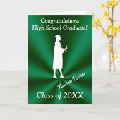 緑と白のカスタマイズ可能な卒業カード カード (黄色い花)