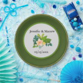 緑と白のカスタムウェディング紙プレート ペーパープレート (パーティー)