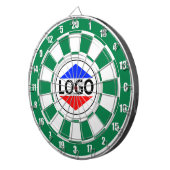 緑と白のカスタムロゴイメージ ダーツボード (正面右)