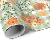 緑と白のカボチャの包装紙 ラッピングペーパー (ロールコーナー)