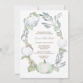 緑と白のカボチャ緑の赤ちゃんシャワー 招待状 (正面)