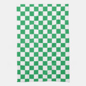 緑と白のキッ市松模様にチンタオル キッチンタオル (縦)