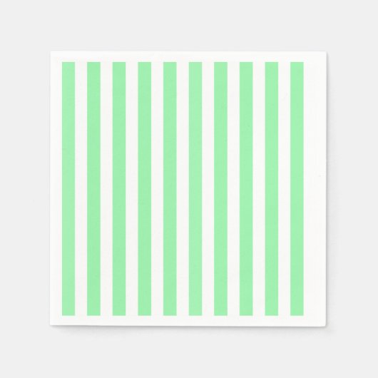 緑と白のキャンディストライプー スタンダードカクテルナプキン (正面)