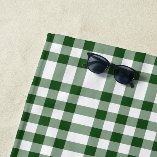 緑と白のギンガムブロック格子状ビーチタオル ビーチタオル (インサイチュ)