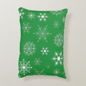 緑と白のクリスマスの雪片パターン アクセントクッション (裏面(縦))