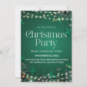 緑と白のクリスマスエレガントパーティの招待状 シーズンカード (正面)