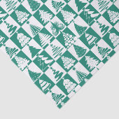 緑と白のクリスマスツリーのホリデーパターン 薄葉紙 (詳細)