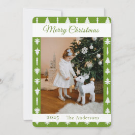 緑と白のクリスマスツリーの写真  シーズンカード