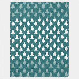 緑と白のクリスマスツリーの列 フリースブランケット