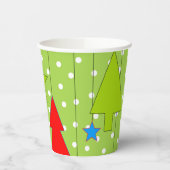 緑と白のクリスマスツリーパターン 紙コップ (左)