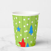 緑と白のクリスマスツリーパターン 紙コップ (右)