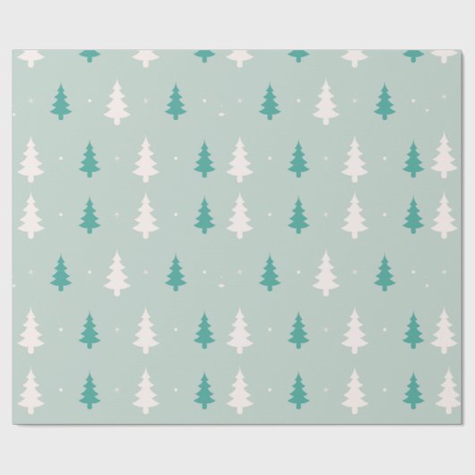 緑と白のクリスマスツリーモダンクリスマス ラッピングペーパー (フラット)