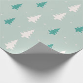 緑と白のクリスマスツリーモダンクリスマス ラッピングペーパー (角)