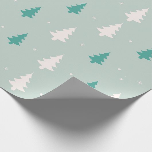 緑と白のクリスマスツリーモダンクリスマス ラッピングペーパー (角)