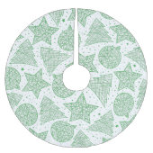 緑と白のクリスマスパターンのツリースカート ブラッシュドポリエステルツリースカート (正面)