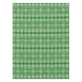 緑と白のクリスマスフェア島のパターン テーブルクロス (正面)
