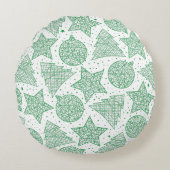 緑と白のクリスマスラウンド枕 ラウンドクッション (正面)