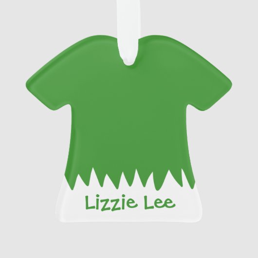 緑と白のクリスマス名オーナメント オーナメント (裏面)