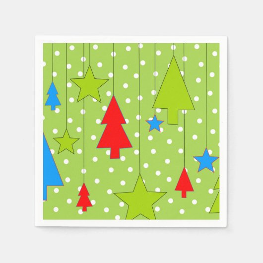 緑と白のクリスマス スタンダードカクテルナプキン (正面)