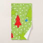 緑と白のクリスマス バスタオルセット (ハンドタオル)