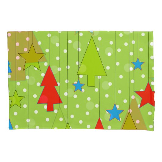 緑と白のクリスマス 枕カバー (正面)