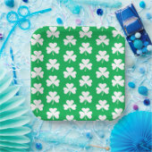 緑と白のクローバーパターン ペーパープレート (パーティー)