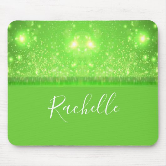 緑と白のグリッタープリント マウスパッド (正面)