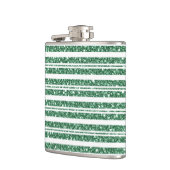 緑と白のグリッタールッククリスマスストライプ フラスク (左)