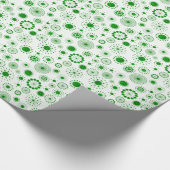 緑と白のグリッター円の幾何学的パターン ラッピングペーパー (角)