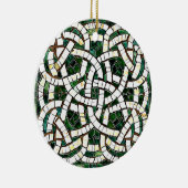 緑と白のケルト結び目模様石モザイク セラミックオーナメント (右)