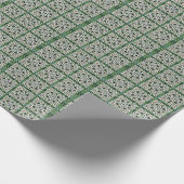 緑と白のケルト結び目模様石モザイク ラッピングペーパー (角)