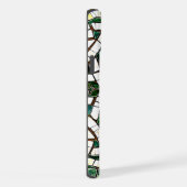 緑と白のケルト結び目模様石モザイク iPhoneケース (右側面)