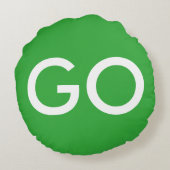 緑と白のサインに移動 ラウンドクッション (裏面)