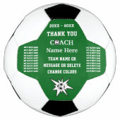 緑と白のサッカーコーチからの贈り物ありがとう。 サッカーボール (正面)