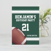 緑と白のサッカーストライプの誕生日パーティー 招待状 (スタンド正面)