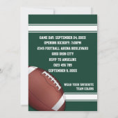 緑と白のサッカーストライプの誕生日パーティー 招待状 (裏面)