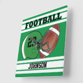 緑と白のサッカースポーツ |カスタマイズ スクエア壁時計 (傾斜)