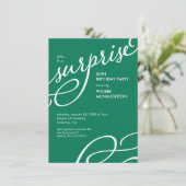 緑と白のサプライズエレガント誕生日パーティー 招待状 (スタンド正面)