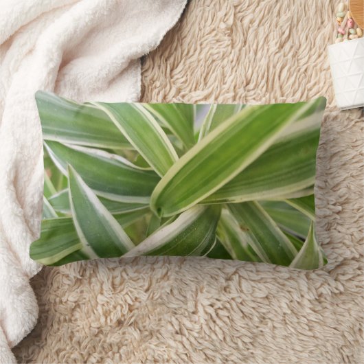 緑と白のシェードフローラリーフデザイン ランバークッション (ブランケット)