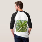 緑と白のシェードフローラリーフデザイン Tシャツ (裏面フル)