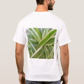 緑と白のシェードフローラリーフ植物学 Tシャツ (裏面)