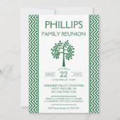 緑と白のジグザグファミリの懇親会発表 招待状 (正面)