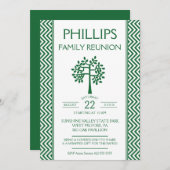 緑と白のジグザグファミリの懇親会発表 招待状 (正面/裏面)