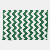 緑と白のジグザグ キッチンタオル (横)